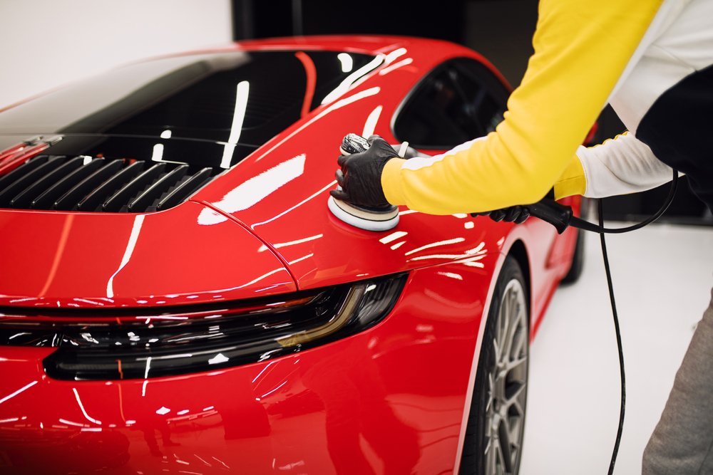 Sports car polishing in progress